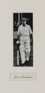 DON BRADMAN, two signed displays, each comprising nice signature on b/w photo of Bradman, both window mounted, framed & glazed, largest 31x43cm.