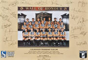 COLLINGWOOD: Range of frames & posters, noted 1958 Premiership team photo display; 1911 Collingwood v Fitzroy in Sydney (first time numbers worn); serigraph prints of Bob Rose & Lou Richards. Various sizes, Poor/VG. Inspection will reward.