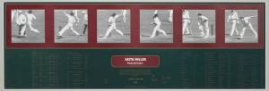 KEITH MILLER, signatures on two "Keith Miller - Frame by Frame" prints, one showing Miller batting, the other showing Miller bowling, each a limited edition AP/500, framed & glazed, overall 50x112cm. [Keith Miller played 55 Tests 1945-57].