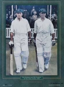 CRICKET PRINTS, collection of 10 cricket prints, several featuring Bradman, various sizes (largest 109x75cm).