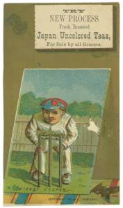 1881 Richards & Harrison (San Francisco) "Wicket Keeper". Good condition. Very early cricket trade card (70x123mm).