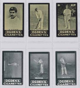 c1901-04 Ogdens cricket cards, noted A Series (24); B Series (21); D Series (5); E Series (13); F Series (3) & others (9). Few are duplicates, but most different. Mainly Fair/VG. (Total 75).