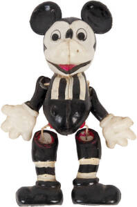 COLLINGWOOD: Unusual articulated Mickey Mouse figurine in Collingwood colours.