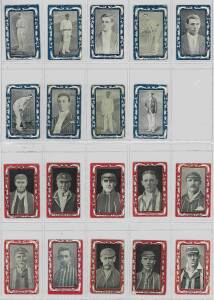 1910 Wills (Australia) "Australian & South African Cricketers", Blue borders [14/60 + 1 spare] & Red borders [27/60 + 9 spares]. Fair/VG. (Total 51).