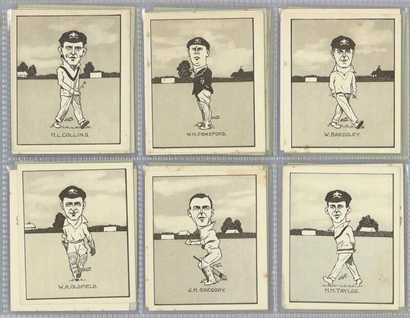 1926 R.& J.Hill (Sunripe Cigarettes) "Caricatures of Famous Cricketers", large size, complete set [50]. Fair/VG.