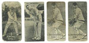 1929 McNiven's (Confectionary) "Cricketers", part set [3/40 + 1 spare]. Fair/G. An extremely scarce set.