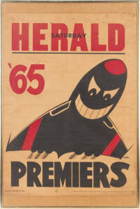 ESSENDON: 1965 original Weg poster, size 50x68cm. Fair/Good condition (folded, some pinholes & ageing). Extremely rare.