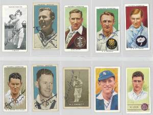 SIGNED CRICKET CARDS: c1930-84 range, noted Don Bradman (4), Bill Brown (4), Lindsay Hassett & Ray Lindwall. (Total 29).