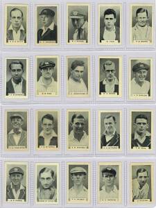 1932 Godfrey Phillips "Test Cricketers 1932-1933", sets with B.D.V.Cigarettes on back [38 + 2 error cards]; Grey's Cigarettes [38 + 1 error card]; Godfrey Phillips on back [38]. Mainly G/VG. (Total 117).