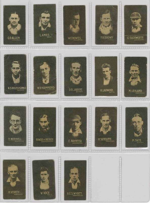 1933 Allens "Australian Cricketers" [17/18] & "English Cricketers" [18]. Fair/VG. Above average condition for these.