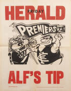 WEG & NEWSPAPER POSTERS: 1984 Essendon original Weg poster; 'Herald' Weg Finals eve posters - 1971 Haw v StK; 1973 Carlton v StK (2), 1973 Richmond & 1973 Grand Final - Richmond v Carlton; 'The Sun' 1973 predictor poster for Richmond (artwork by Jeff Hook - 2