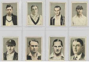 1936-62 Australian (Giant Brand) Licorice group with 1936-37 "Cricketers" [11/44 + 2 spares]; 1958 "Test Cricket Series" [6/32 + spare Lindsay Kline signed]; 1962 "Test Cricketers" [7/35]. Poor/VG. (Total 27).