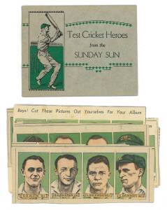 c1936 Sunday Sun "Test Cricket Heroes", complete set [32], together with an empty album. Scarce.