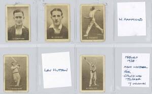 1938 Griffiths Brothers (Cruising Toffee) "English Cricketers", almost complete set [5/7 known]. Fair/VG. Scarce.