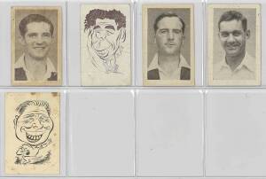 1950 Fyna Foods (Australia) "Test Cricketers" (portraits & caricatures), part set [5/40. Poor/G. Very scarce.