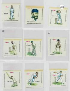 1977 Kelloggs "The Noble Game of Cricket" [18] x 2 sets & few spares; plus Panels 1-6 cut-out from cereal packets.