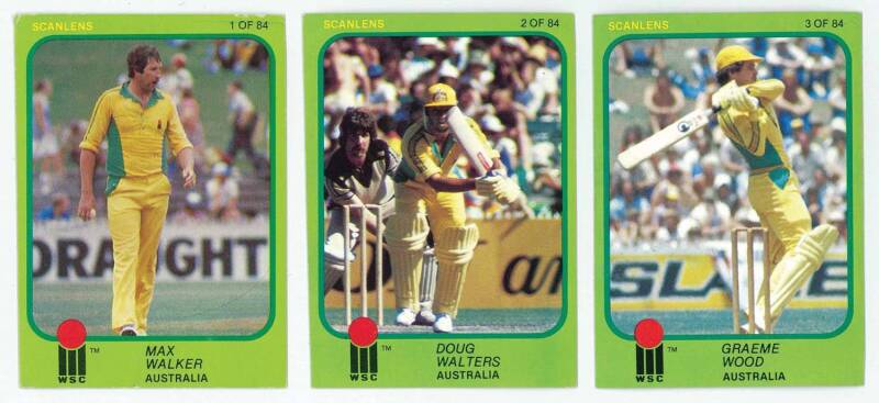 1981 Scanlens "WSC Cricketers", complete set [84 + 3 checklists + 2 advert cards]. G/VG. 