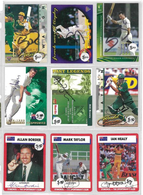 c1983-98 balance of cricket cards, noted many modern sets, signed cards (49), stickers, medallions, pins, postcards. Inspection will reward.