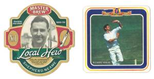 DRINK COASTERS, noted Shepherd Neame "Local Hero" [14 + 5 spares]; Fosters "Sporting Greats - Cricketers" [6]. G/VG.