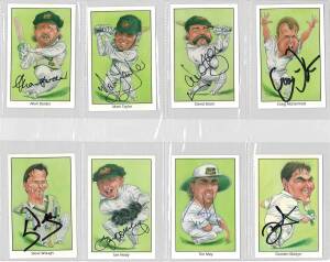 1993 County Print "Australian Test Cricketers by John Ireland", almost complete set [24/25], all signed, includes Mark Taylor, Steve Waugh & Shane Warne. G/VG.