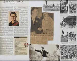 JOHN COLEMAN (Essendon), framed displays (6) featuring press & magazine clippings, all framed & glazed, various sizes.