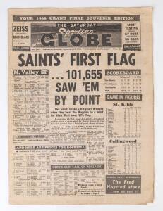 ST.KILDA: 'The Sporting Globe' for Saturday September 24 1966, with headline "SAINTS' FIRST FLAG".