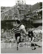 FOOTBALL AUTOGRAPHS: Signed photographs, pictures & menus, noted Ron Barassi & John Nicholls, Alex Jesaulenko (2), Ken Sheldon (2), Laurie Mithen & Ron Barassi. (Total 7 items). 