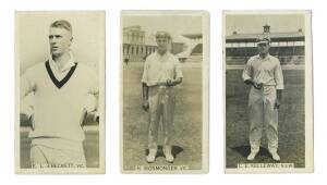 1929 Wills (Australia) "Cricket Season 1928-29", part set [35/48], including three of the rare cards E.L.A'Beckett, H.Ironmonger & C.E.Kelleway. Fair/VG.
