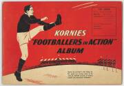 1951 Kornies "Footballers in Action" (Bar), complete set [64], stuck into album. Fair/G.