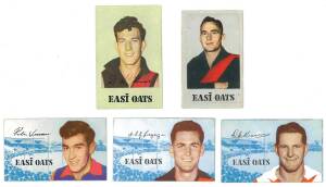 1953-60 Harper's Easi-Oats "South Australian League Footballers", with 1953 [1/36]; 1955 [1/24]; 1960 [3/24]. G/VG. (Total 5).