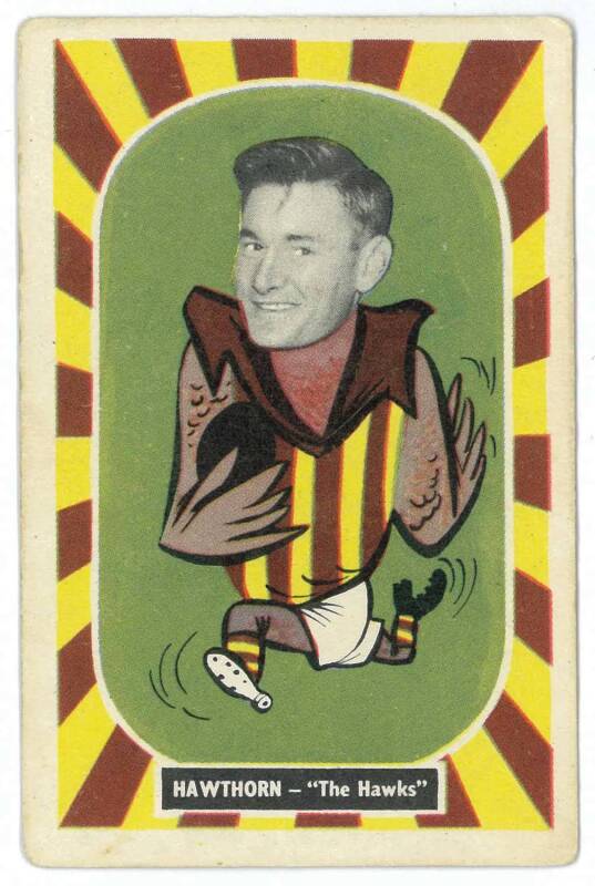 1957 Kornies "Footballer - Mascot Swap Cards", [1/36] - No.9 Graham Arthur (Hawthorn). G/VG.