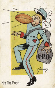 c1908 Handy "Football Comic Series" postcard - "Hit The Post", published by V.S.M. Fair/G. [Not listed].