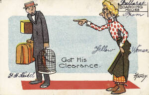 c1908 Handy "Football Comic Series" postcard - "Got His Clearance", published by V.S.M. Fair/G. [Not listed].