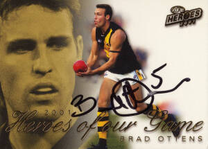 2001 ESP "Heroes of our Game" signature case card - HG6 Brad Ottens (Richmond), No.0025/100. VG.