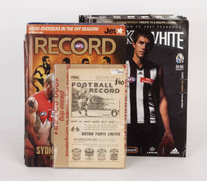 c1961-2008 "Football Record"s, with home & away (62), finals (7) including 1961 Preliminary Final, Grand Finals (6) & Wizard Cup (1); also ephemera (49 items) & "In Black & White" magazines (18). Fair/Good condition.