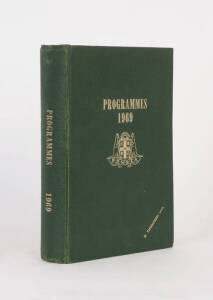 1968-69 "The Rugby League News" programmes in bound volume, comprising 1968 Vol.49 Nos.40-42 & 1969 Vol.50 Nos.1-37. Includes 1969 Grand Final - Balmain v Souths. Book with gold embossing "Programmes 1969" & "D.Thompson M.B.E.". Fair/Good condition.