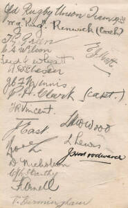 1933 QUEENSLAND v NEW SOUTH WALES, autograph page with on one side Queensland Rugby Union Team with 18 signatures including P.H.Clark, Fred Wyatt & V.Birmingham; on reverse NSW Rugby Union Touring Side with 17 pencil signatures including H.G.Tolhurst, R.R