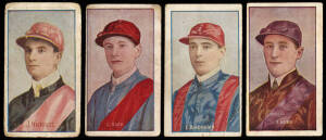 c1907-21 cigarette cards, noted Sniders & Abrahams 1907 "Australian Jockeys" (71) & 1908 "Australian Jockeys" (36); 1921 J.J.Schuh (Magpie Cigarettes) "Australian Jockeys" (88). Poor/VG condition.