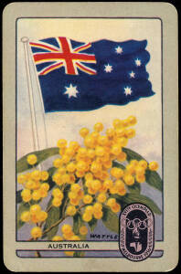 1956 Coles trade cards, "1956 Olympic Games", 1st series with large flags & national flowers, complete set [28]. G/VG.