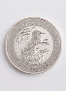 1992 $10.00 Kookaburra, SILVER Specimen 10oz. Minor scratches on the obverse.