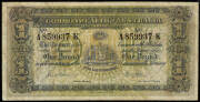 1913 (R.18e) &pound;1 Collins/Allen, large black serial numbers with prefix and suffix letters, A859937K. One pinhole, creases but with good STRONG colour both sides. F+, seldom offered as such.
