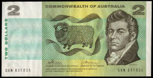 Group with AUSTRALIA 1972-82 (R.74,76a,78,84 & 86a) "C'wealth of Australia", Phillips/Wheeler, $1 & $2 pairs and "Australia" $1 Knight/Wheeler, centre thread pair & Johnston/Stone single plus $2 Knight/Wheeler, centre thread pair. Mixed grades to Unc.; MA