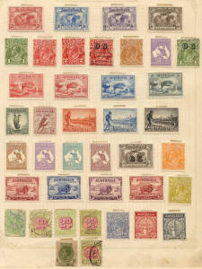 1913-1950's collection on album pages. Mint stamps incl. 'Roos to 5/-, KGV heads to 1/4 and KGV commemorative sets. Noted 5/- Bridge* and KGV heads with varieties. Mixed condition.