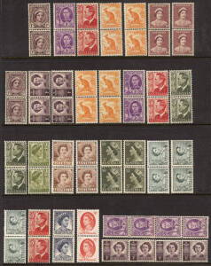 Useful group with KGVI/QEII pre-decimal collection on Hagners, majority mint incl. blocks and imprints. Group of mint**/* pre-decimal/decimal positional blks with autotrons, Sheet No's and varieties. Group of pre-decimal coil pairs and strips &frac12;d to 5d (29
