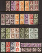 Useful group with KGVI/QEII pre-decimal collection on Hagners, majority mint incl. blocks and imprints. Group of mint**/* pre-decimal/decimal positional blks with autotrons, Sheet No's and varieties. Group of pre-decimal coil pairs and strips &frac12;d to 5d (29
