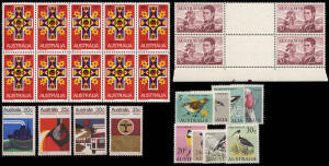 Range of scarcer early decimals, majority MUH, all in various quantities as singles and blocks incl. '71 Xmas, 20c, 30c & 35c values, perf. variants etc. Plus a range of souvenir sheets and booklets with Show o'pts. Viewing recommended.