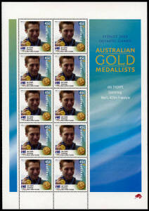 Two Aust. Post 2000 Olympics Gold Medal Winners album with 16 souvenir sheets of 45c x 10. 1997 Creatures of the Night, 2002 Lighthouses and 2005 Aust. Parrots as Peel & Stick rolls of 100. FV. $289.