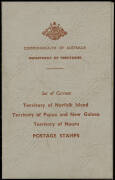 AUSTRALIAN TERRITORIES: June 1958 Post Office "SPECIMEN" folders, each containing Nauru to 5/- CTO, Norfolk Island to 5/- CTO and PNG to 10/- Map & &pound;1 Fisherman, both overprinted SPECIMEN.
