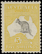 5/- Grey & Yellow. Fresh colour, cat. $900.