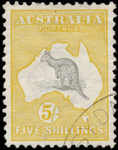 5/- Grey & Yellow, a superb example - well centred, full perforations, light corner cds. BW:$350+.